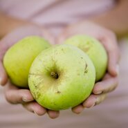 Frau hält frische Äpfel in den Händen | © Urlaub am Bauernhof Oberösterreich / Karin Lohberger