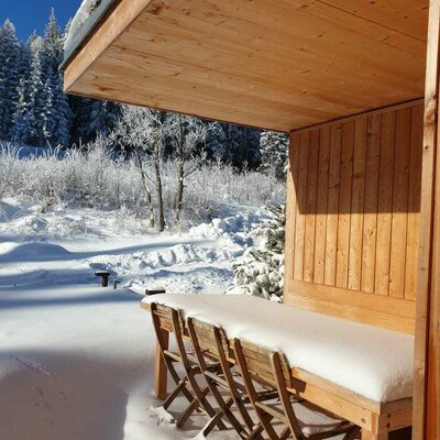 Ferienhäuser Gruber-List - Ferienhaus Orthof - Sitzplatz im Winter